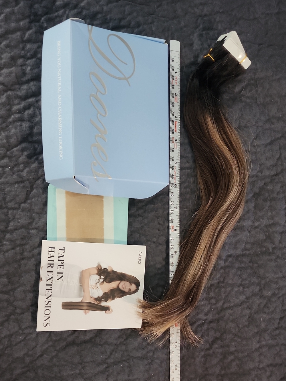 Tape-In Hair Extensions - Dark Brown with Blonde Highlights by